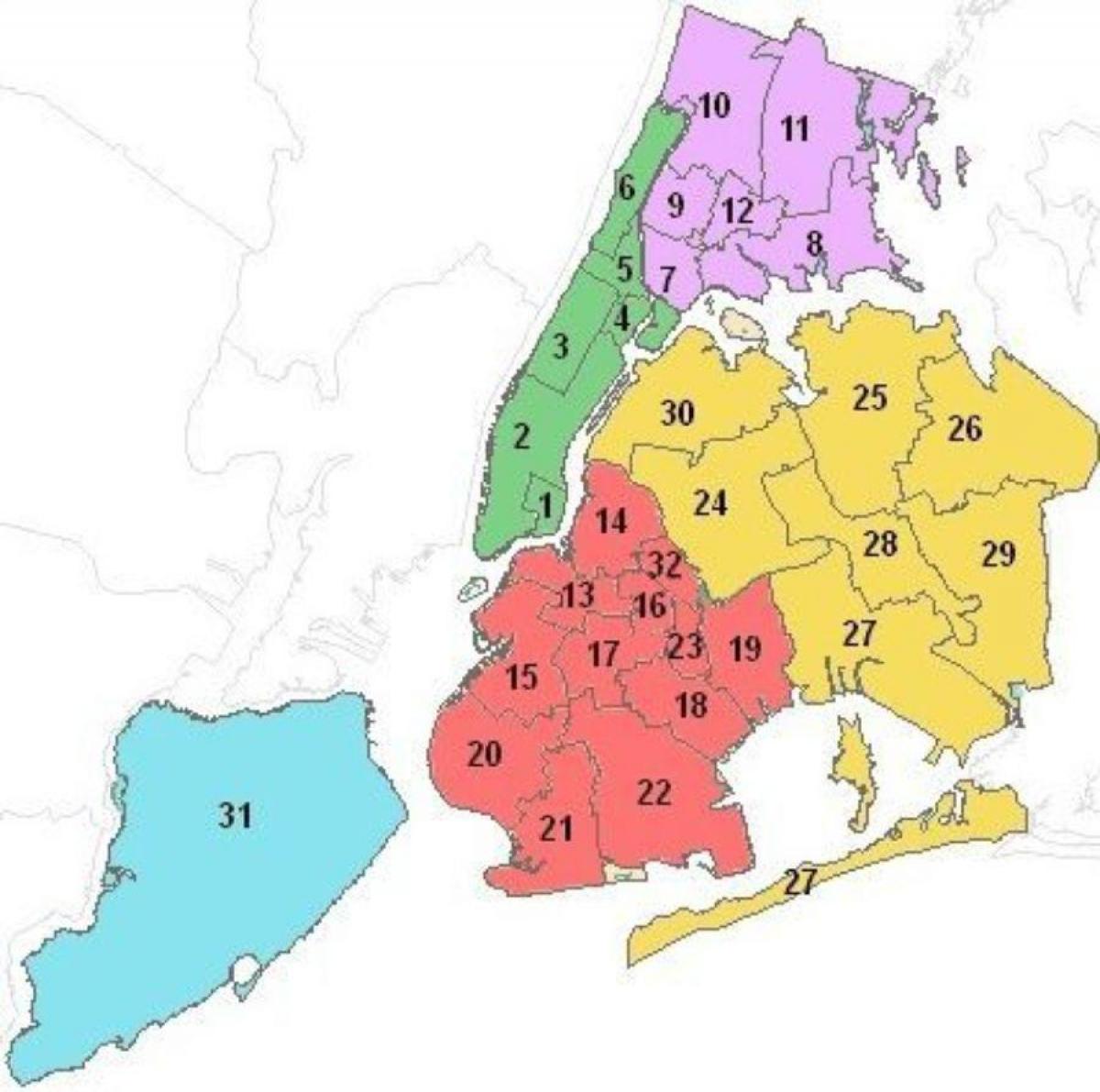karta školskih okruga Manhattan