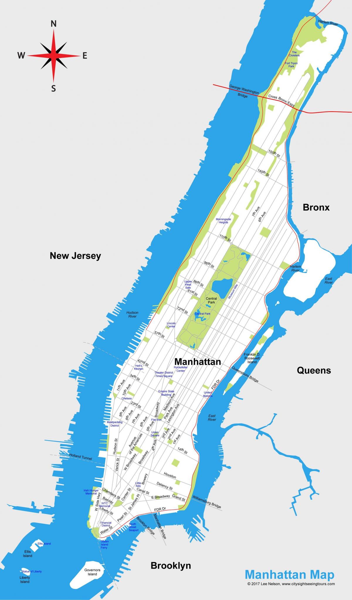 Karta grada Manhattan za ispis