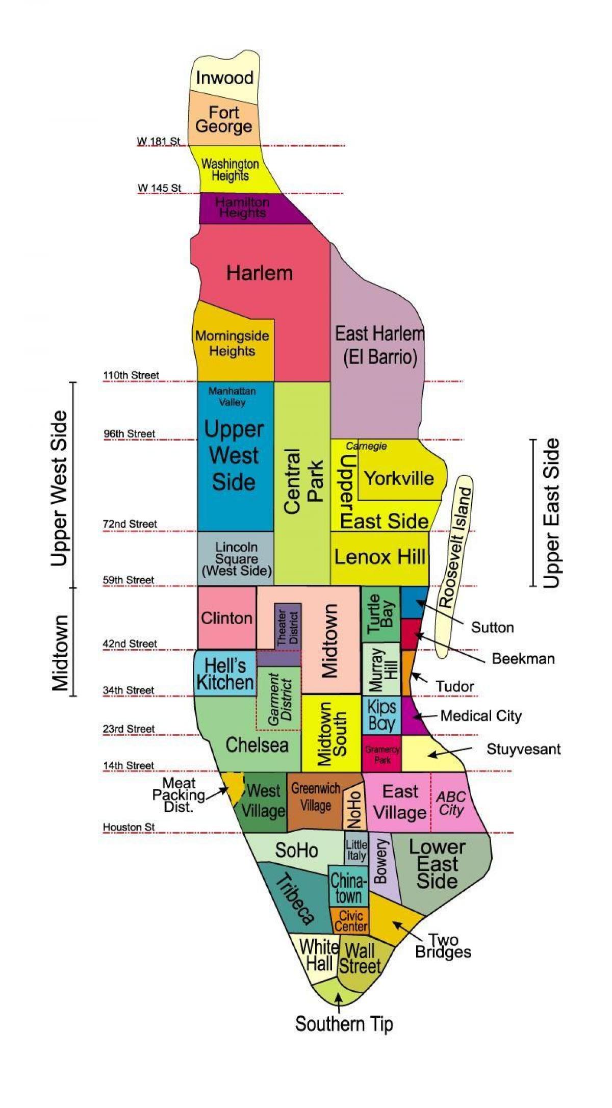 tiskane karte Manhattana četvrtine