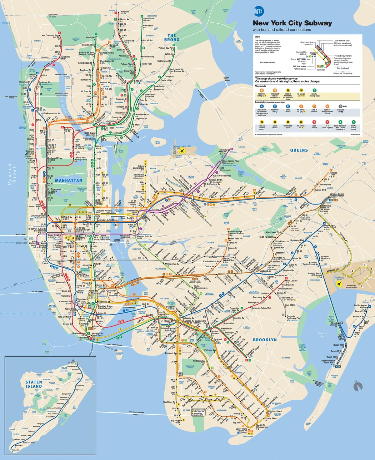 New York karta podzemne željeznice na Manhattanu