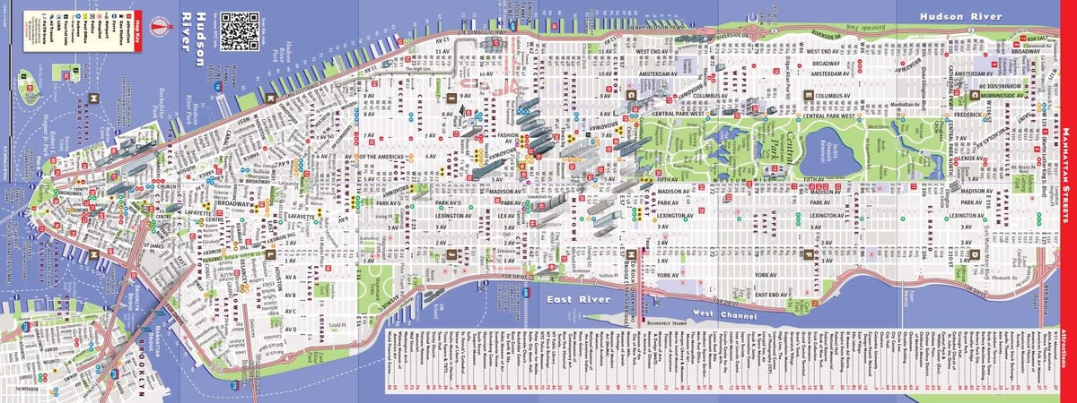 detaljna karta na Manhattanu, New York