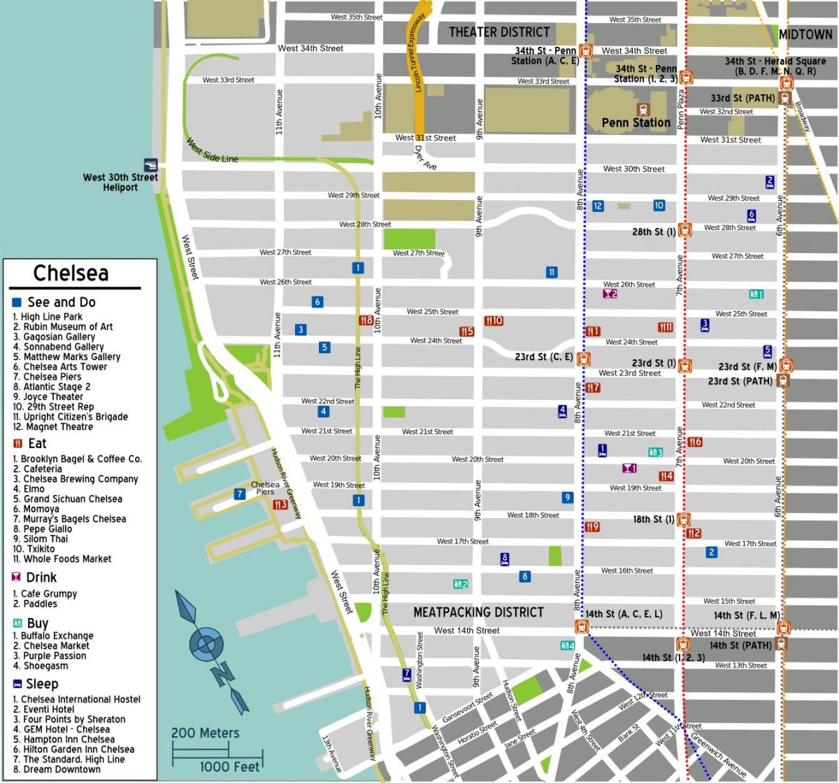 karta Chelsea na Manhattanu