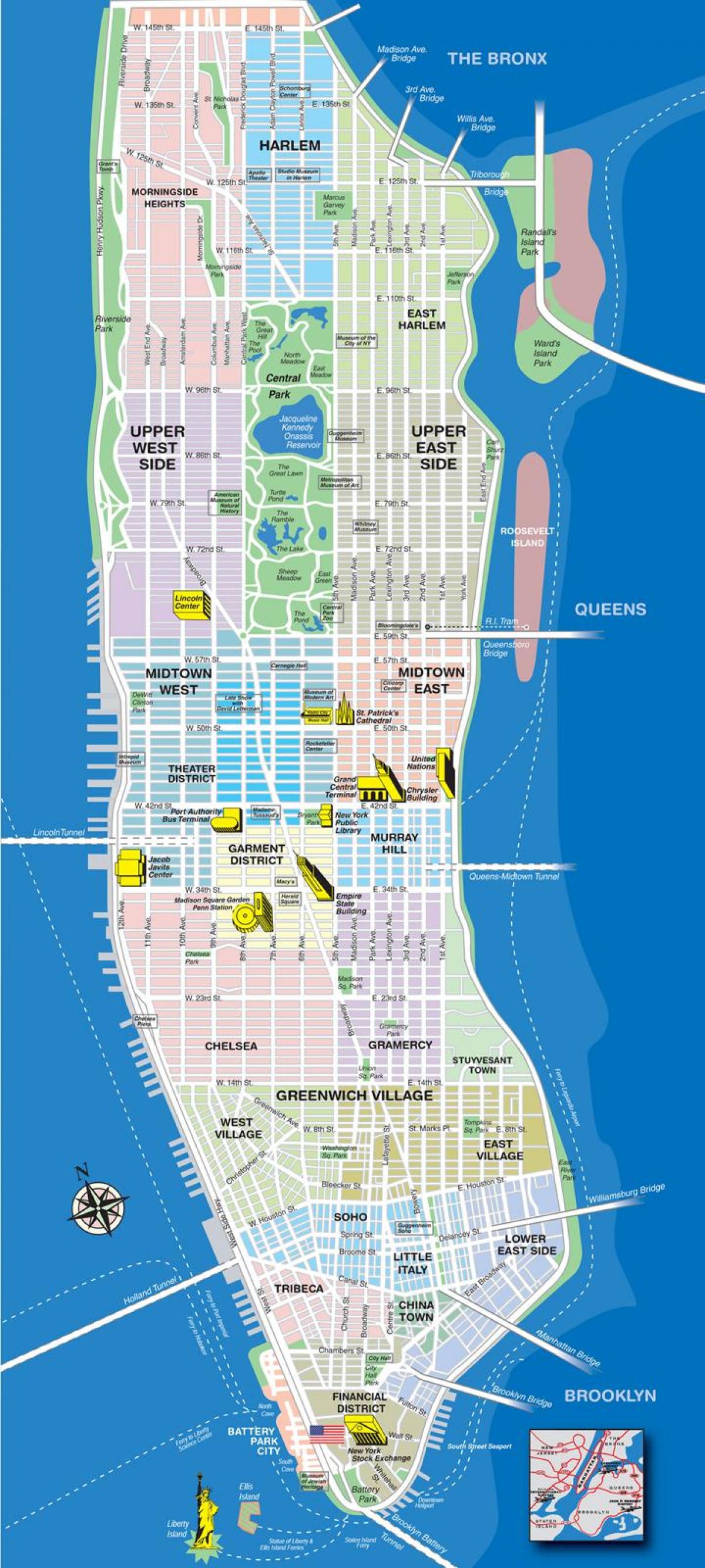 karta gornje četvrti Manhattana