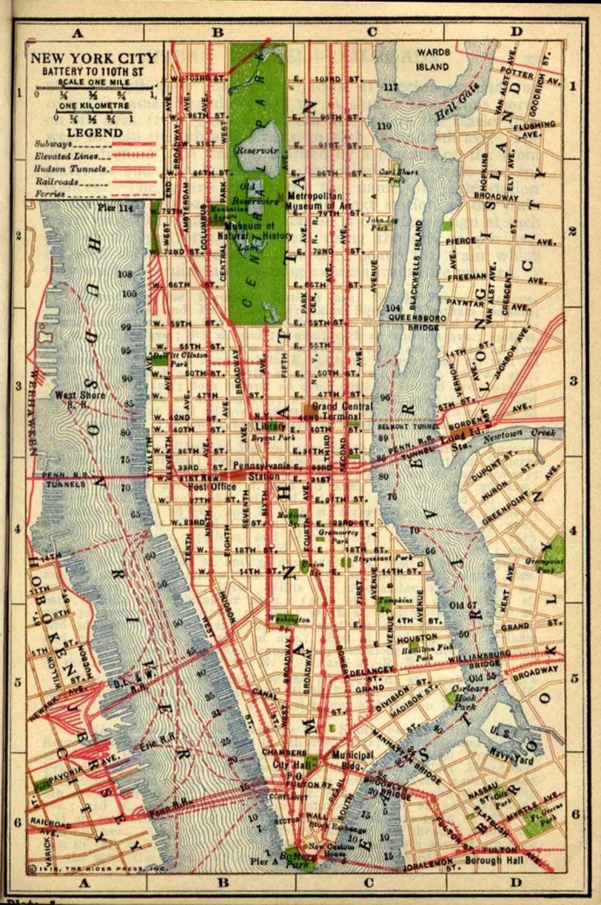 karta starog Manhattana