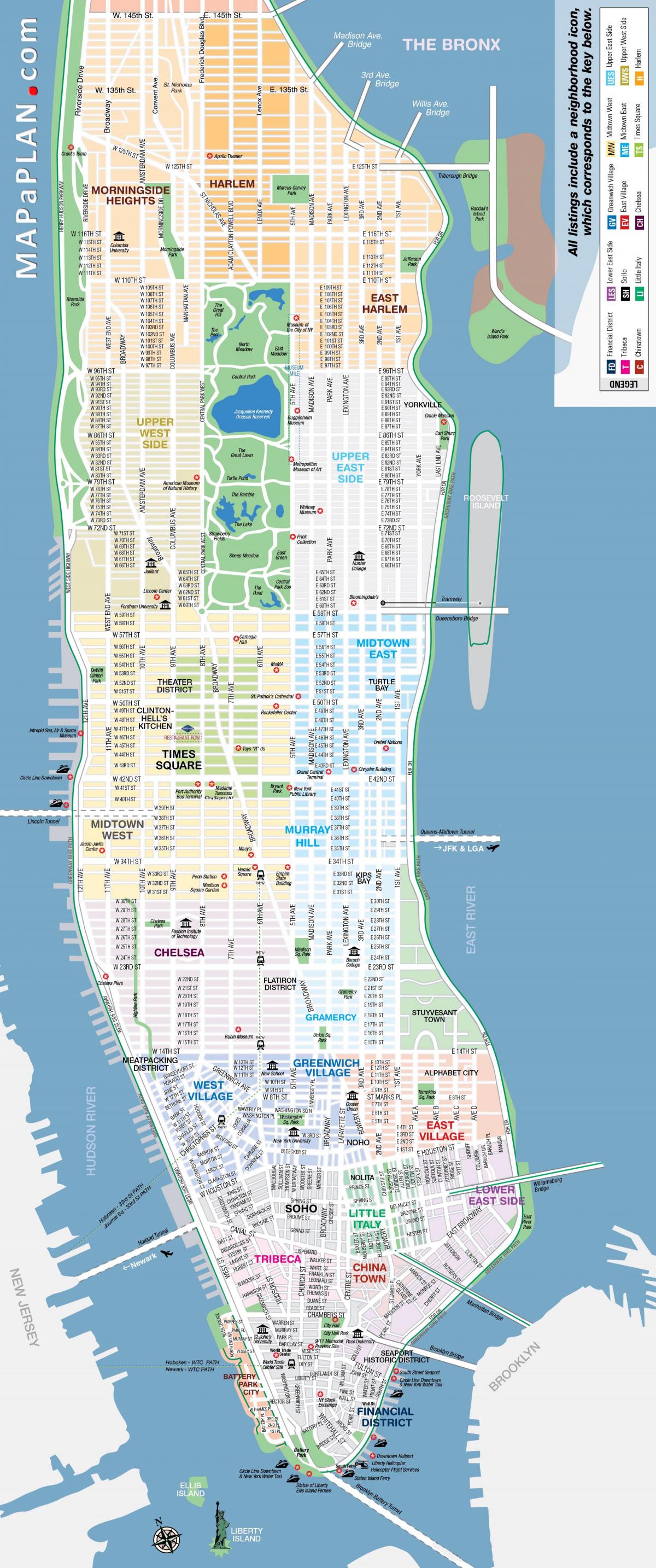 slobodan ispis karte Manhattan, New York