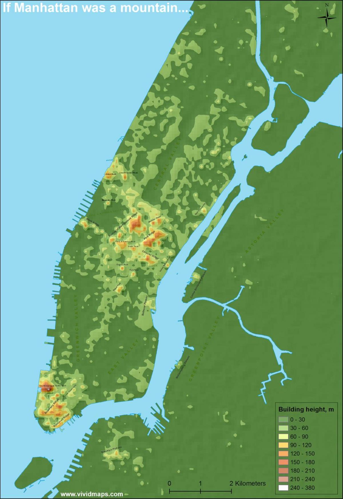 kartica Manhattan topografski