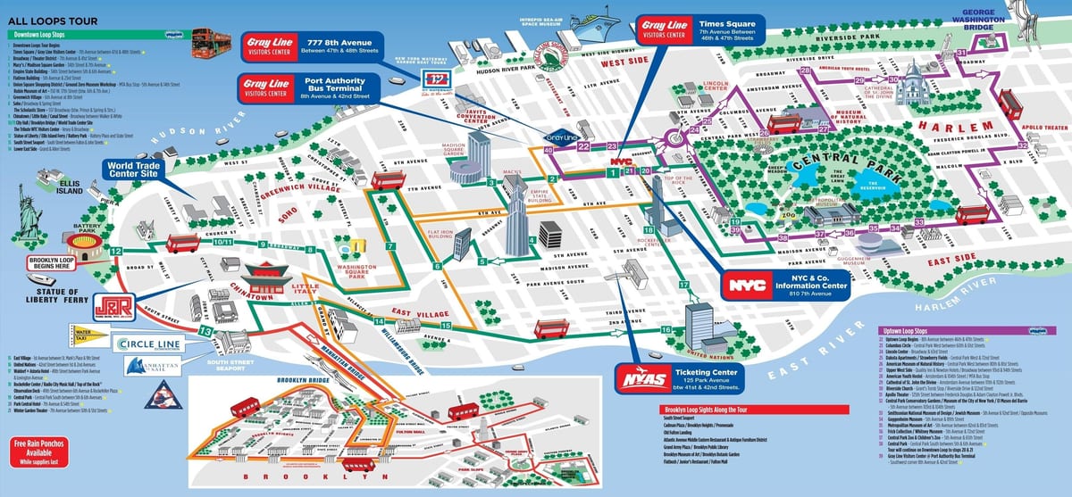 Turističke atrakcije Manhattana karti