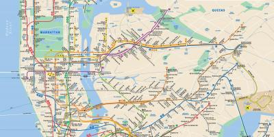 New York karta podzemne željeznice na Manhattanu