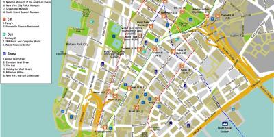 Karta donjeg Manhattana s imenima ulica