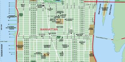 Mapa ulica Manhattana, New York,