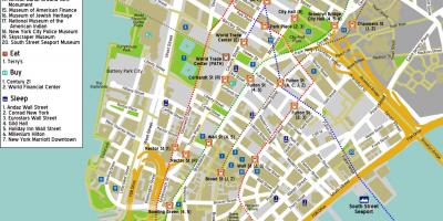 Karta downtown Manhattan, New York